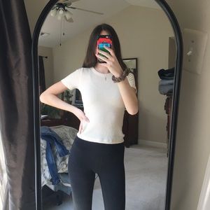 Tight-fitting, white Abercrombie shirt 😁